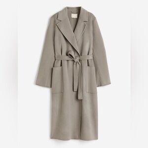 H&M WOOL BLEND MIDI WRAP COAT PREMIUM SELECTION WHIMSY SPRING NEUTRAL XS